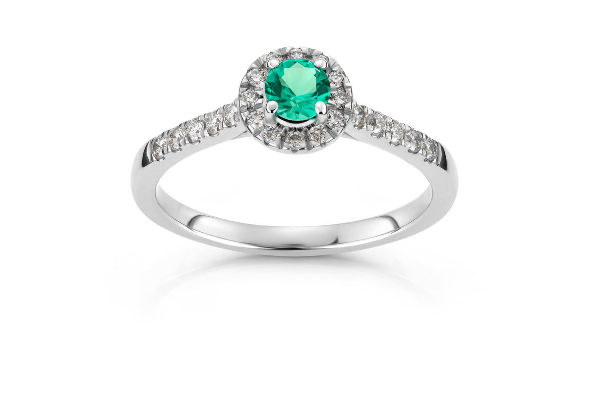 Svolder ring i 585 gull med diamant 0,26 ct og smaragd, bilde 1 av 2