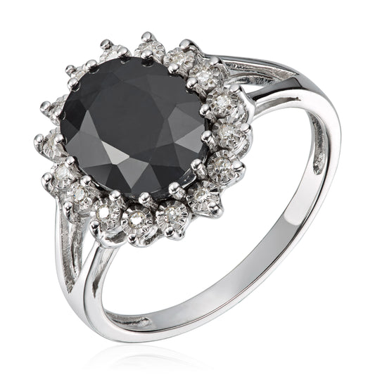 Ring rosett 0,08ct WSI Sort safir HV 585 Artikkelnr: 57292 - Bjerveur.noRing rosett 0,08ct WSI Sort safir HV 585 Artikkelnr: 57292