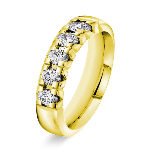 Beta ring i 14 karat gult gull med diamanter 1 ct