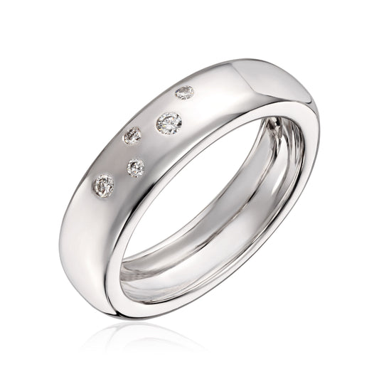 Visholm Design ring i 585 hvitt gull med diamant 0,07 ct, 5,5 mm