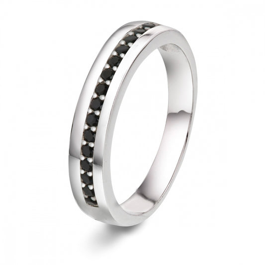 64533 - Ring i sølv med 1 rad sort cz.
