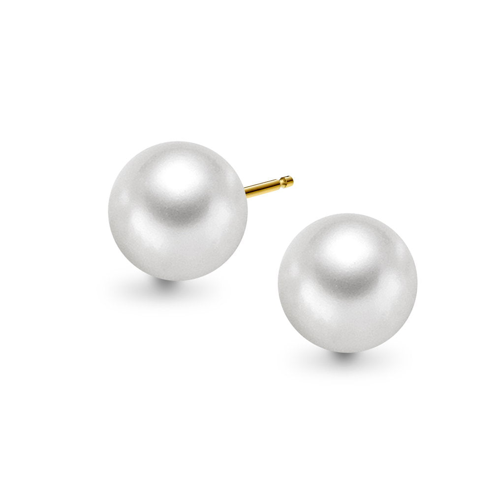 Øredobber i gult gull med kultiverte fvp 6-6,5 mm, bilde 1 av 3