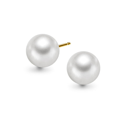 Øredobber i gult gull med kultiverte fvp 6-6,5 mm, bilde 1 av 3