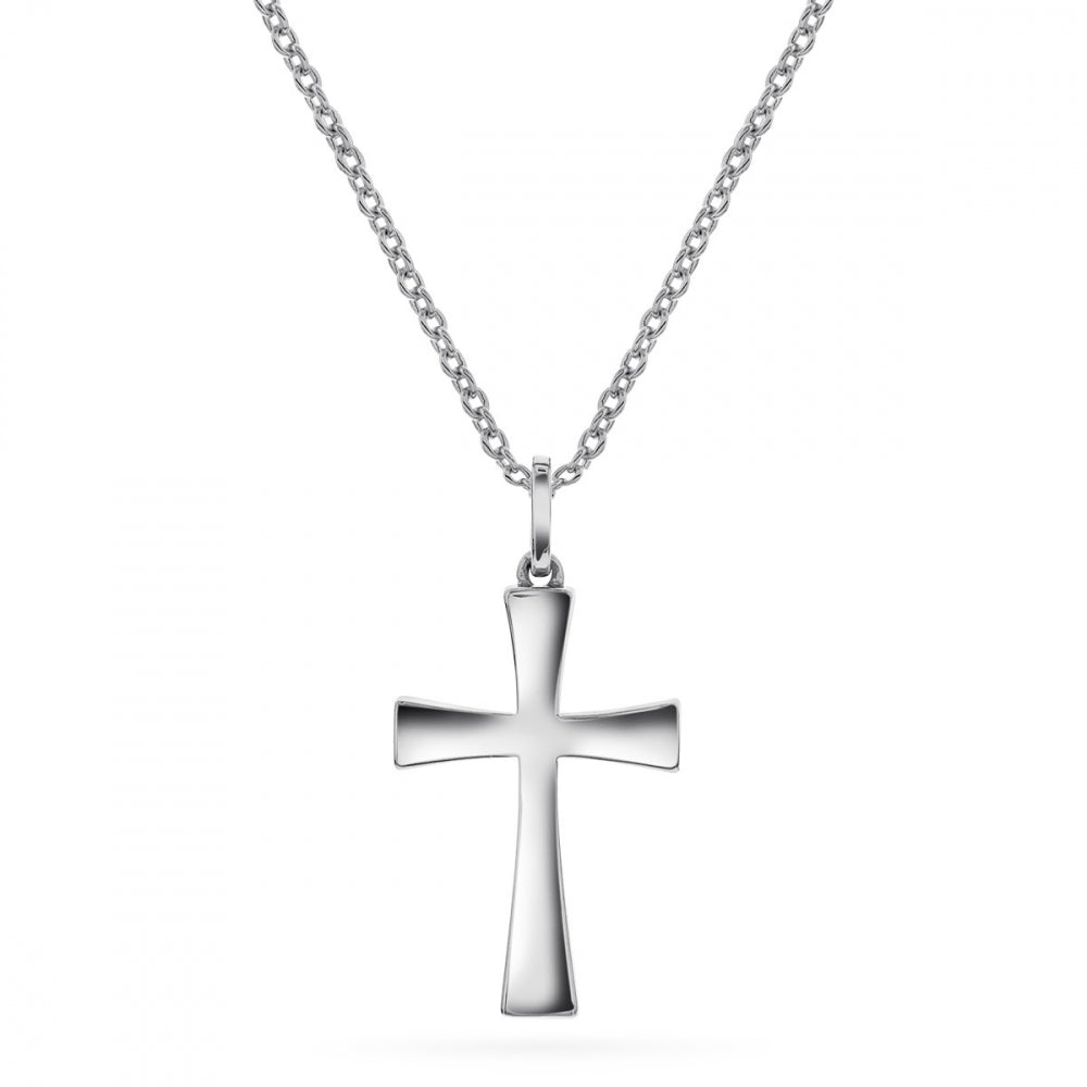 Anheng i rhodinert sølv, kors 24 mm