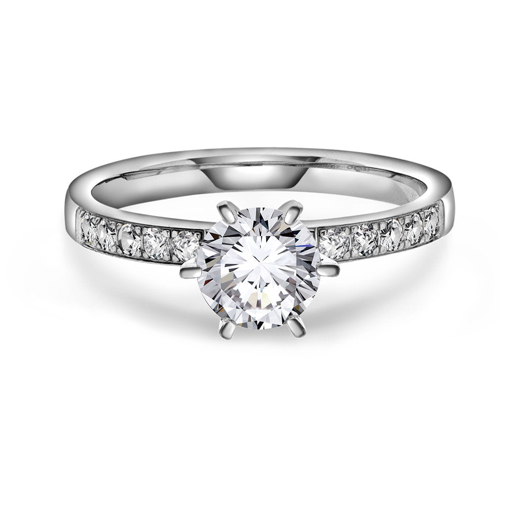 Gems ring i hvitt gull med laboratoriedyrket diamant 7,5 mm, bilde 1 av 5