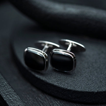 Mansjettknapper i 14 karat hvitt gull med onyks 14,5 x 16 mm, bilde 4 av 4