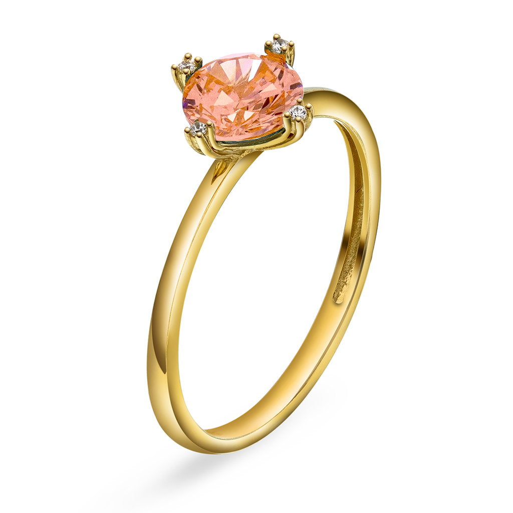 Ring i 14 karat gult gull med zirkonia, 8 mm, bilde 1 av 4
