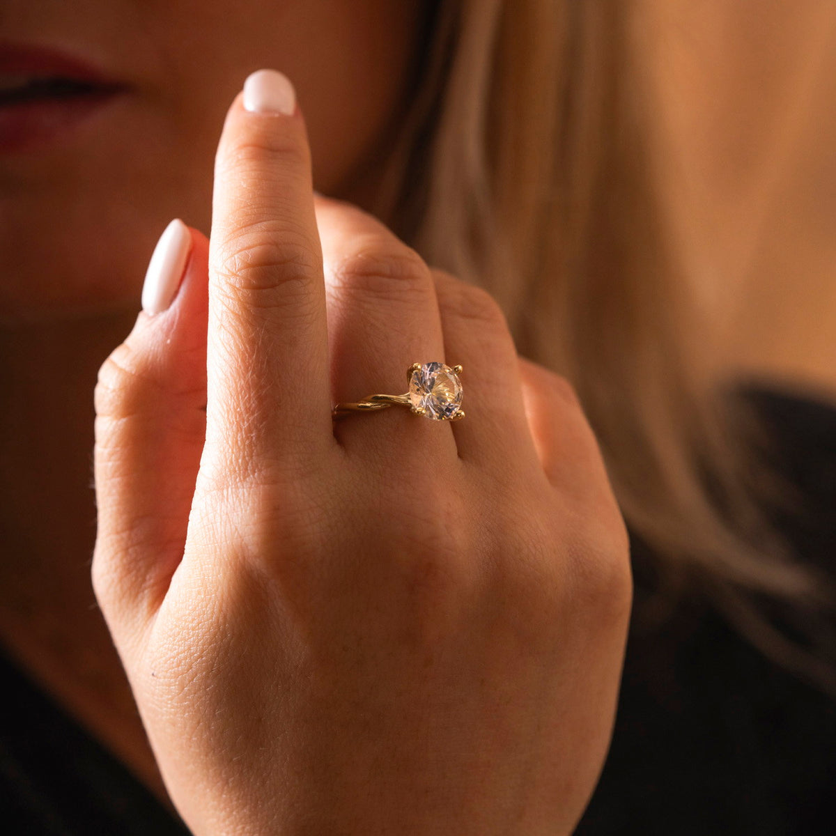 Drops ring i 585 gult gull med bergkrystall 9 mm, bilde 3 av 4