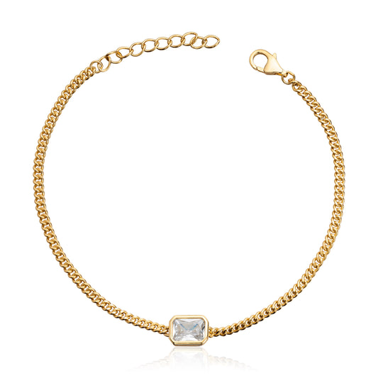 Armbånd i forgylt 925 sølv med zirkonia, 20 cm