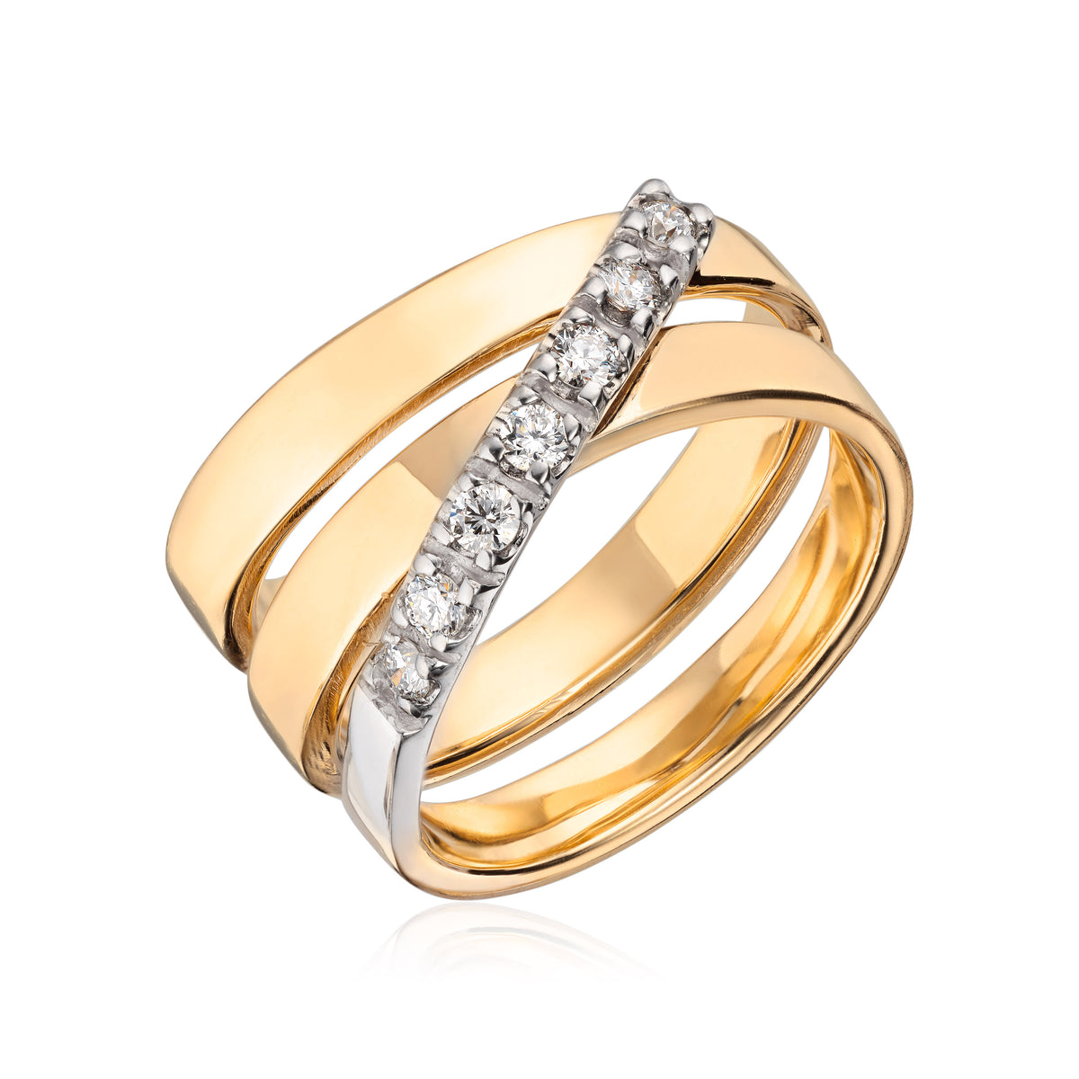 Visholm Design ring i 585 tofarget gull med diamant 0,21 ct