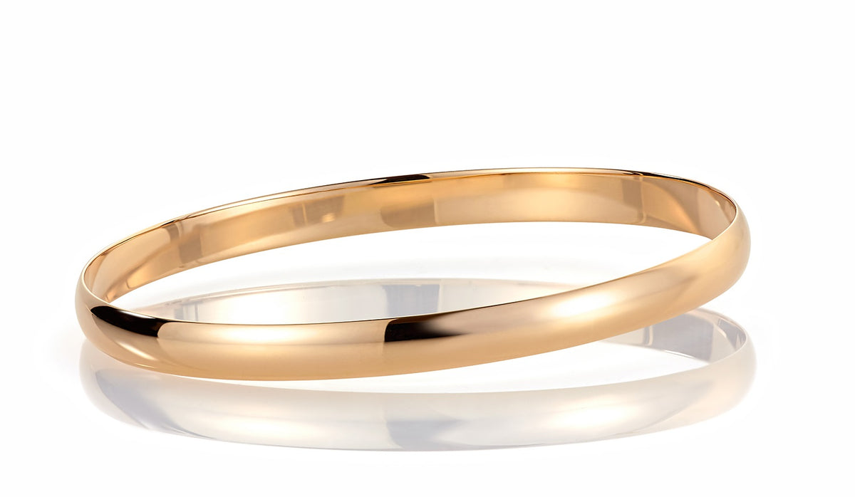 Armring i 585 gult gull, buet profil, 6 mm, str 61