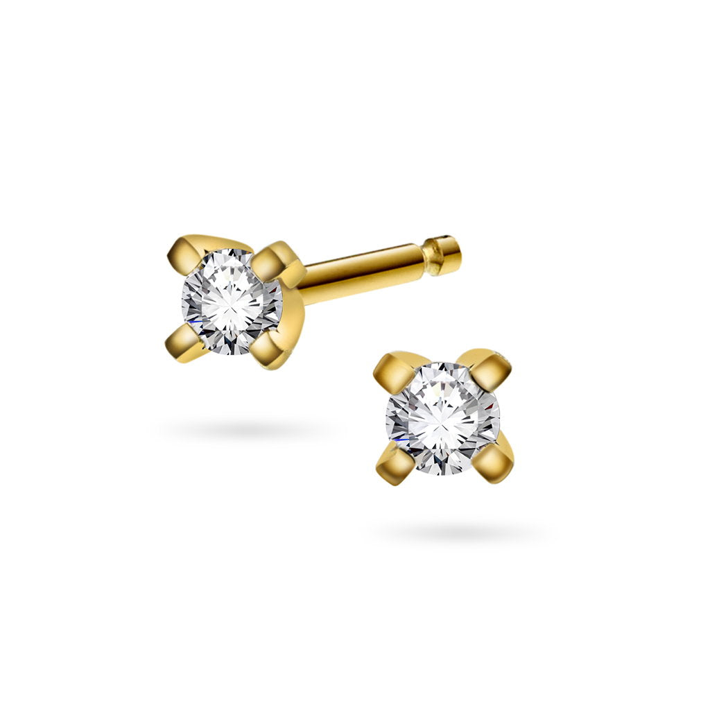 Polaris øredobber i 14 karat gult gull med diamant 0,10 ct
