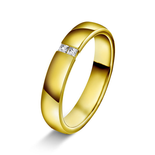 Forever giftering i 585 gull med diamant 0,06 ct, innvendig buet, 4 mm, bilde 1 av 3
