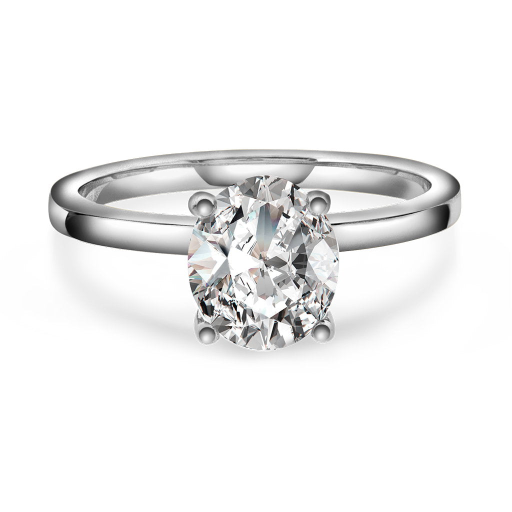 Gems ring i 14 karat hvitt gull med LAB-diamant 3,00 ct, 9 mm, bilde 1 av 2