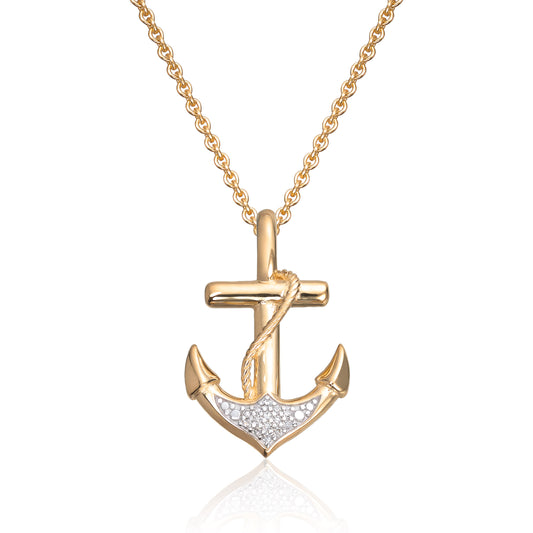 Anheng Anker14K gult gull med rhodinerte detaljer 0,02ct WSI Artikkelnr: 27518 - Bjerveur.noAnheng Anker14K gult gull med rhodinerte detaljer 0,02ct WSI Artikkelnr: 27518