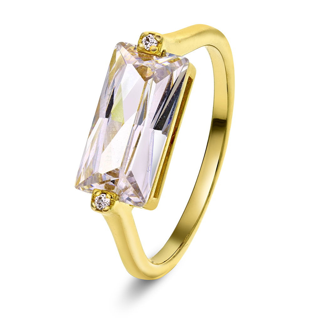 Glow ring i forgylt sølv med zirkonia, 15 mm bred, bilde 1 av 4