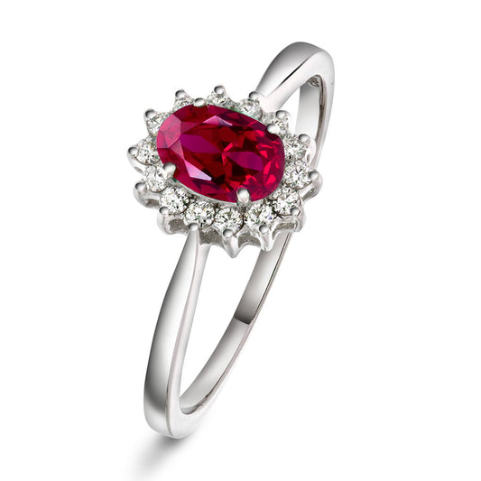 Ring i 14 karat hvitt gull med rubin og diamant 0,14 ct WSI, bilde 1 av 4