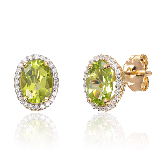 Carmen øredobber i 585 gult gull med diamant og peridot, bilde 1 av 2