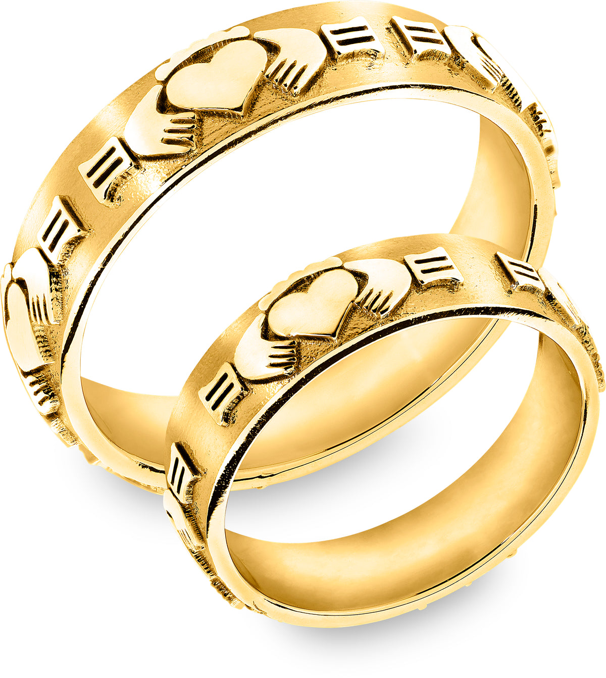 Ring i 585 gult gull med hjerte, hender og krone 5,5 mm