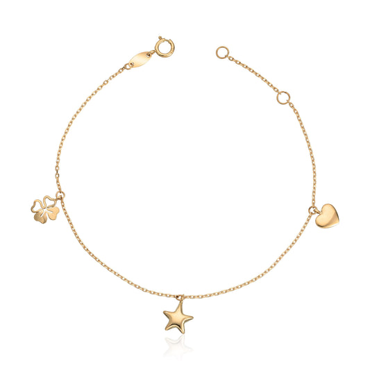 Armbånd i 14K gult med charms Artikkelnr: 17036 - Bjerveur.noArmbånd i 14K gult med charms Artikkelnr: 17036