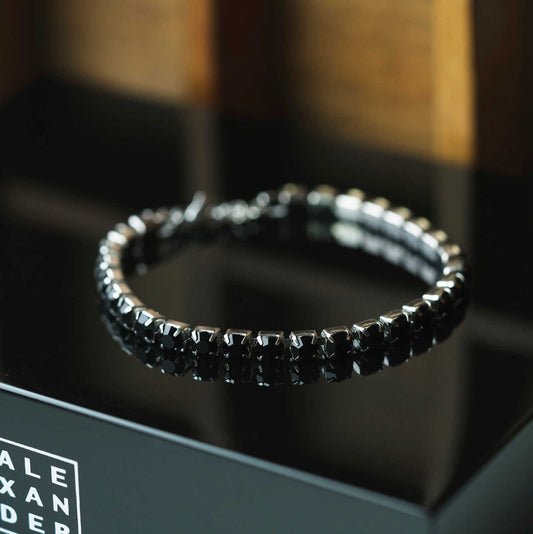 ARMBÅND I STÅL MED SORT ZIRKONIA 972555