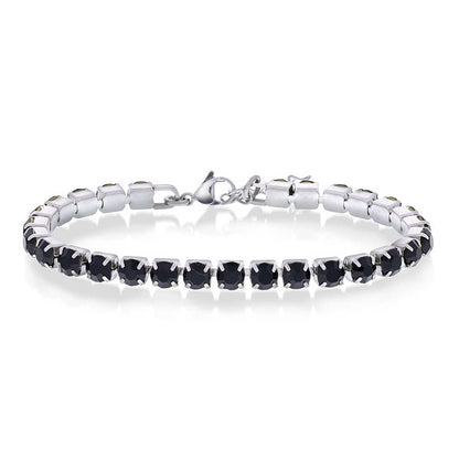 ARMBÅND I STÅL MED SORT ZIRKONIA 972555