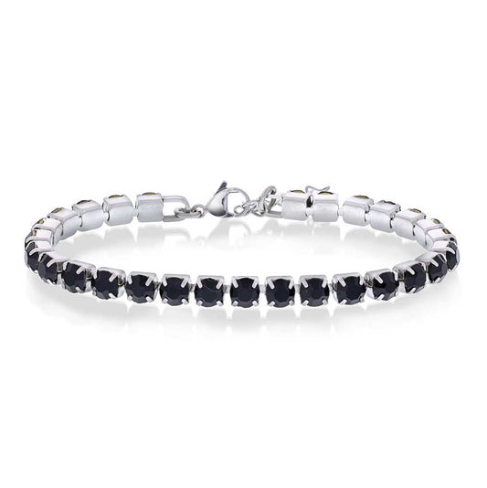 ARMBÅND I STÅL MED SORT ZIRKONIA 972555