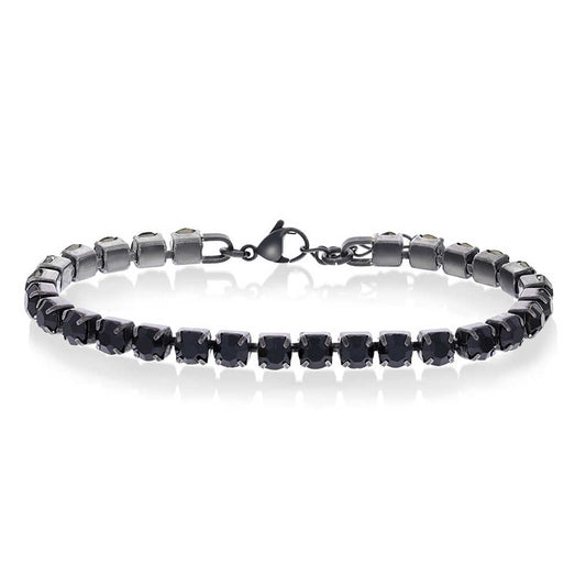 ARMBÅND I STÅL MED SORT ZIRKONIA 972557