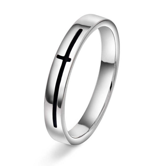 Liam ring i sølv med sort emalje 972588