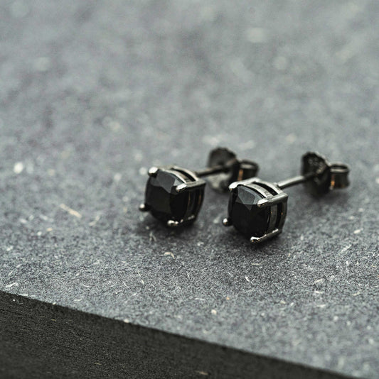 Rex øredobber i sølv med sort nanoglass 972617