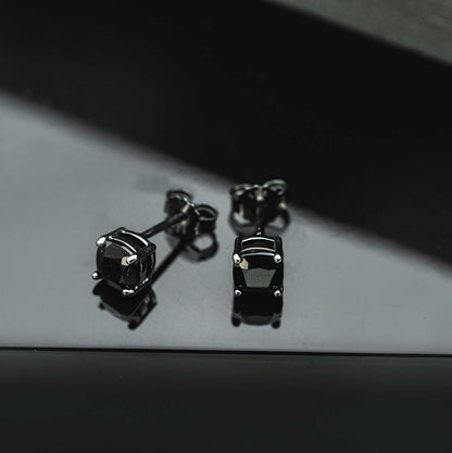 Rex øredobber i sølv med sort nanoglass 972617