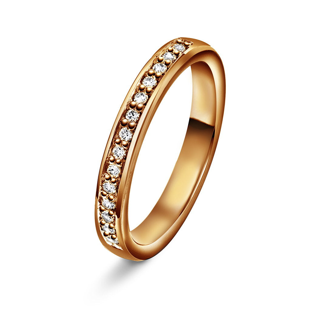 Forever giftering i 14 karat rosé gull med diamant 0,14 ct