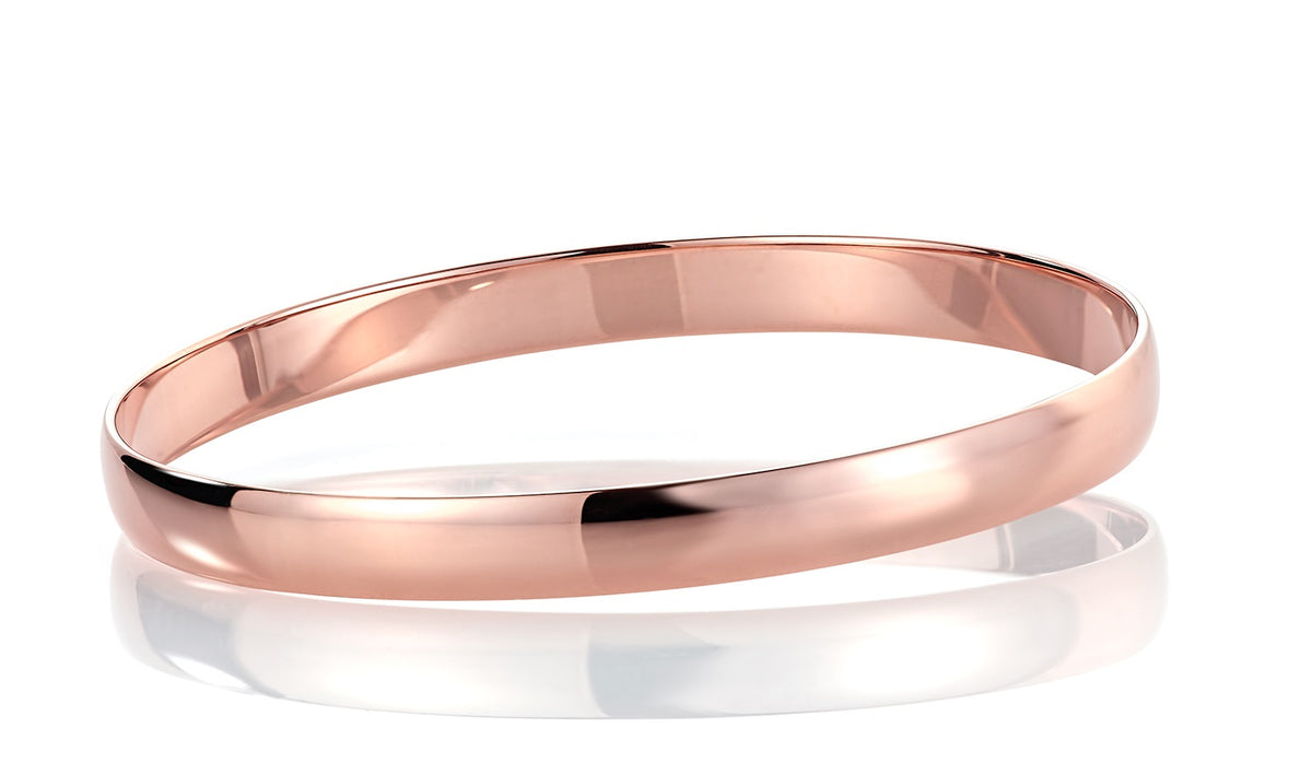 Armring i 585 rosé gull, buet profil 7 mm, størrelse 72