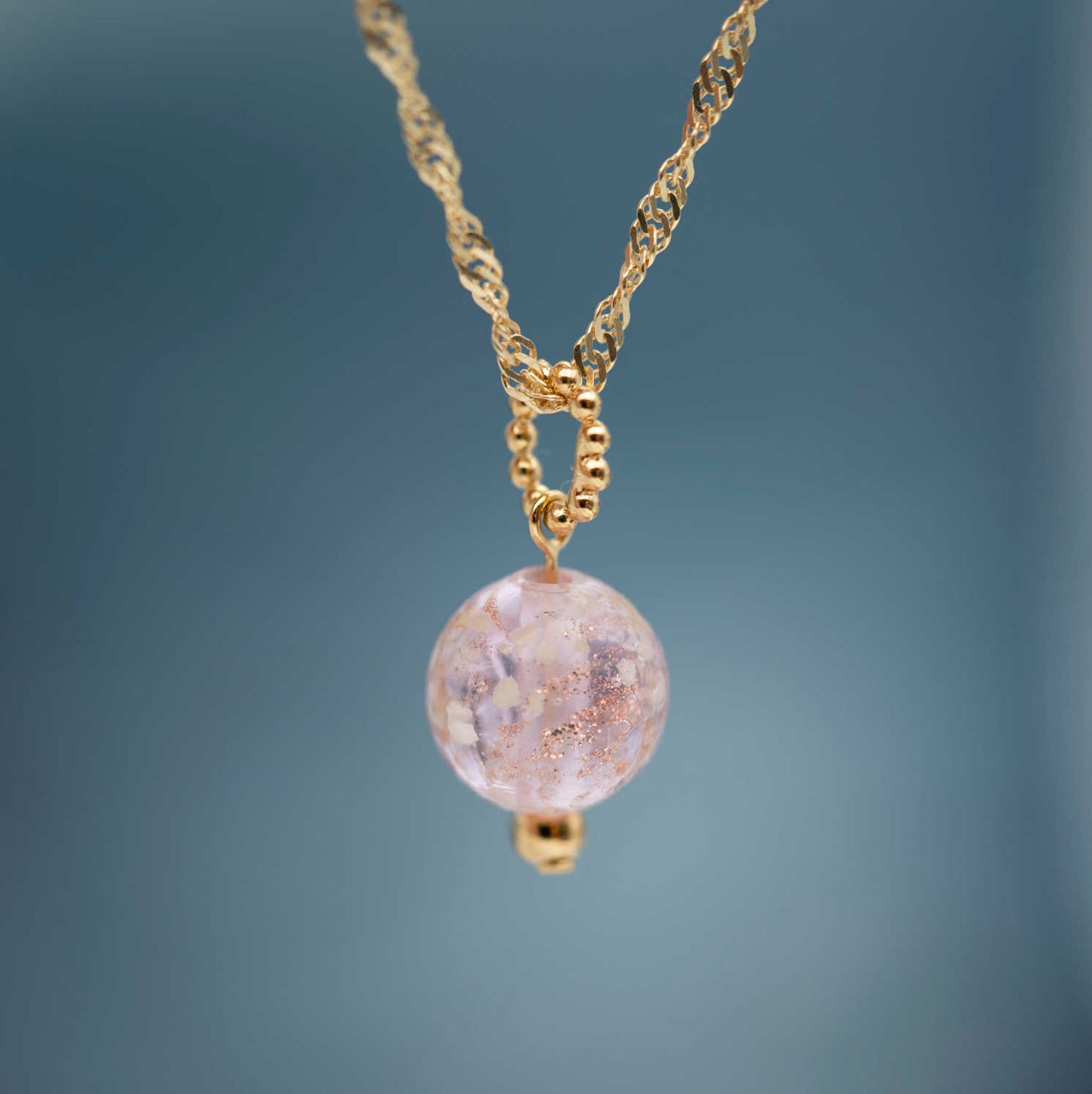 ANHENG I SØLV MED LYSROSA GLASS 991255