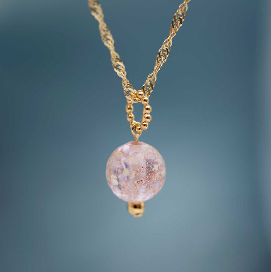 ANHENG I SØLV MED LYSROSA GLASS 991255