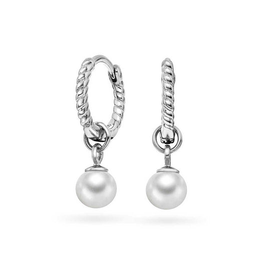 Øreringer i sølv med perle (991548)
