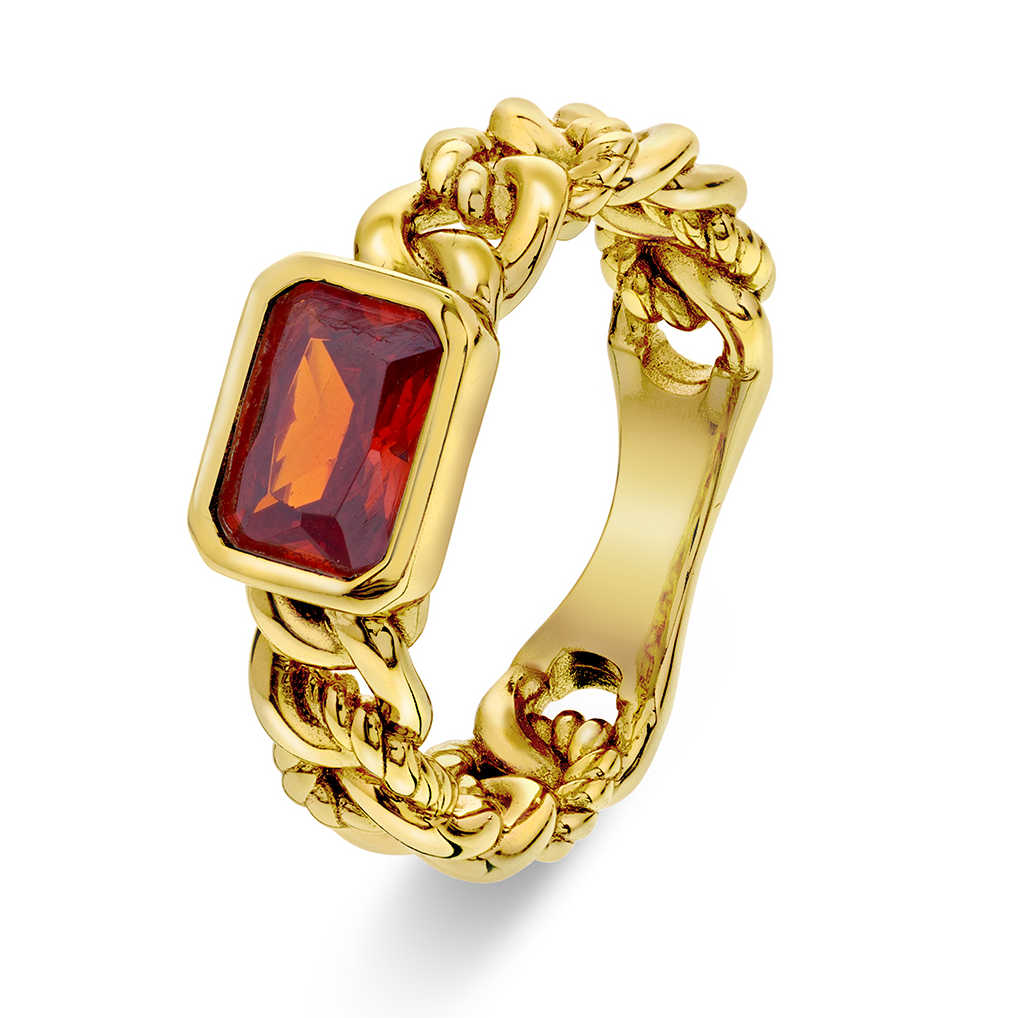 RING I SØLV MED ORANGE ZIRKONIA 991570