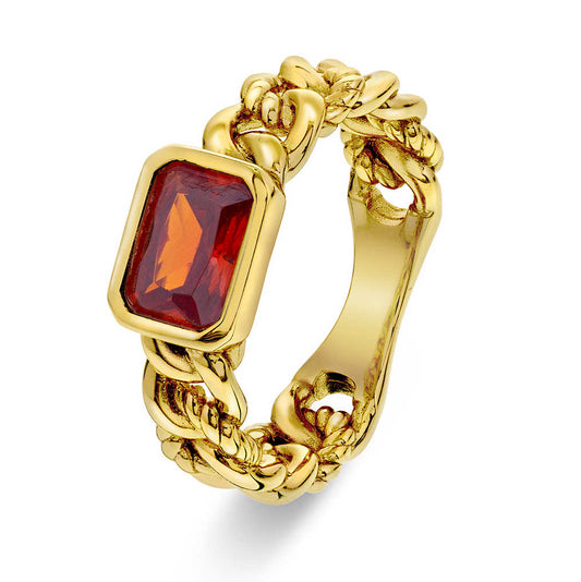 RING I SØLV MED ORANGE ZIRKONIA 991570