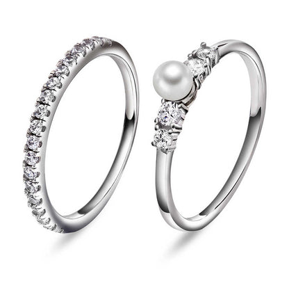 Modena ringer med perle og zirkonia 991943