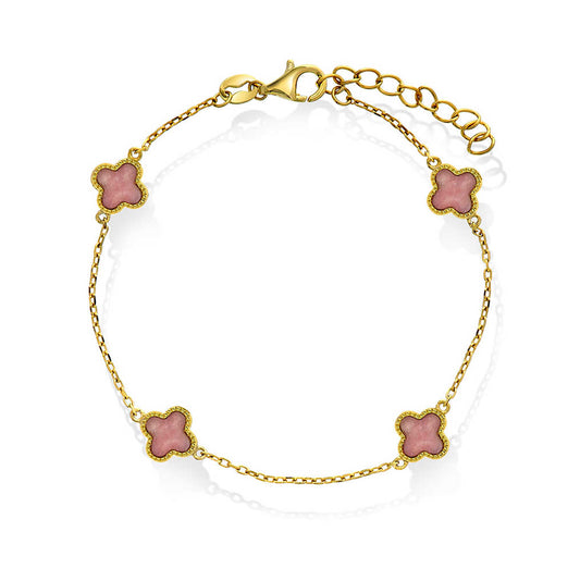 Armbånd i sølv rosa kløver 992037