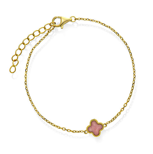 Armbånd i sølv med rosa kløver 992252