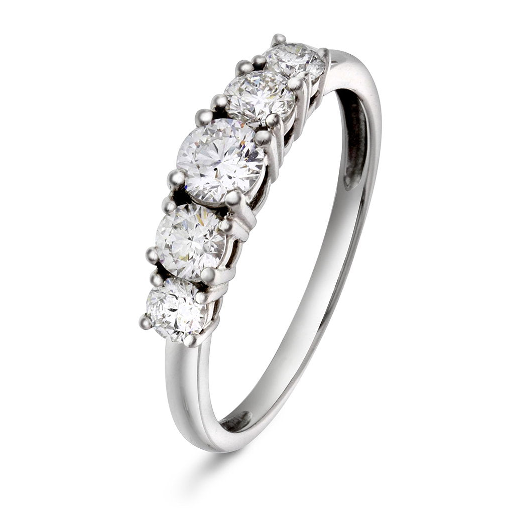 Ring i hvitt gull med diamant 1,00 ct, 5 steiner, bilde 1 av 4