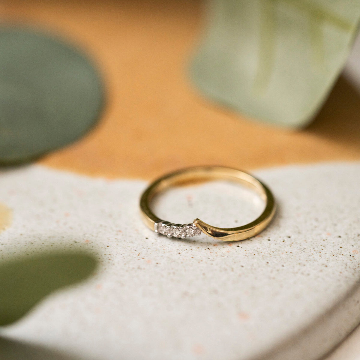 Ring i 585 gult gull med diamanter 0,02 ct, bilde 3 av 4