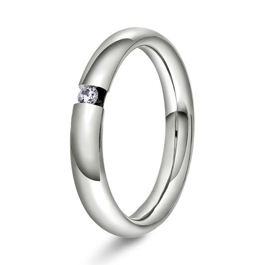 Ring i 14 karat gull med diamant 0,05 ct, buet skinne, bilde 2 av 2