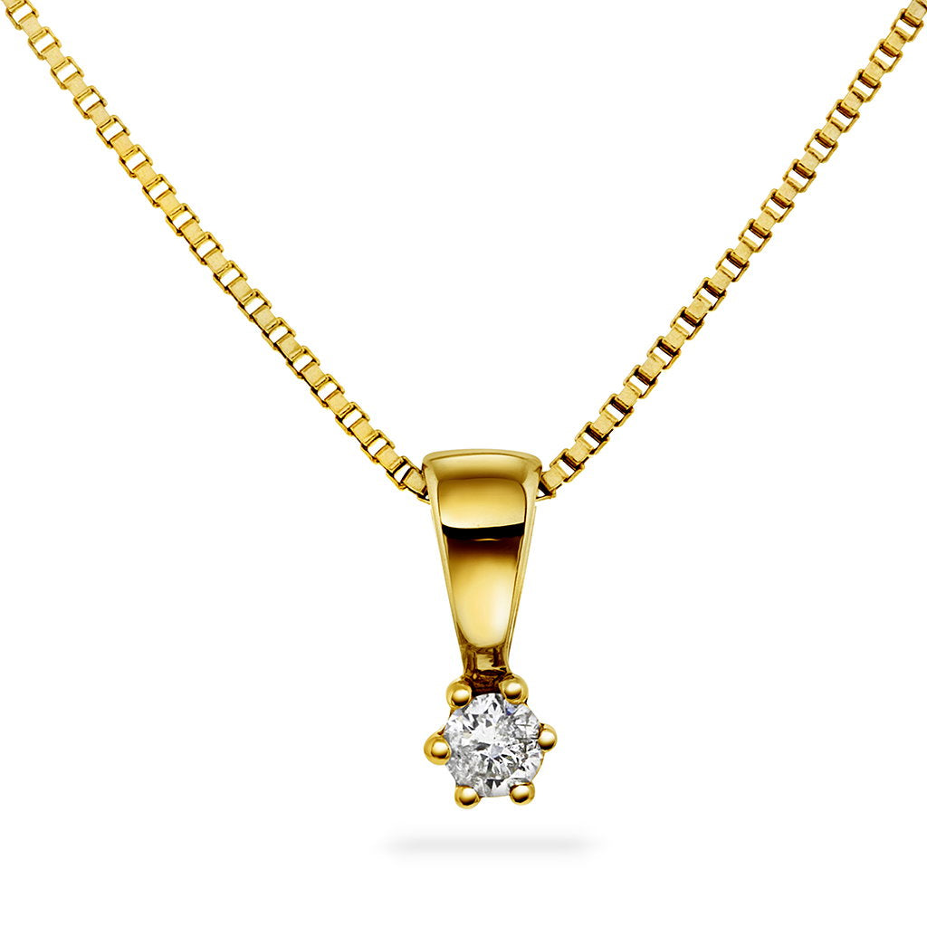 Smykke i 585 gult gull med diamant 0,05 ct