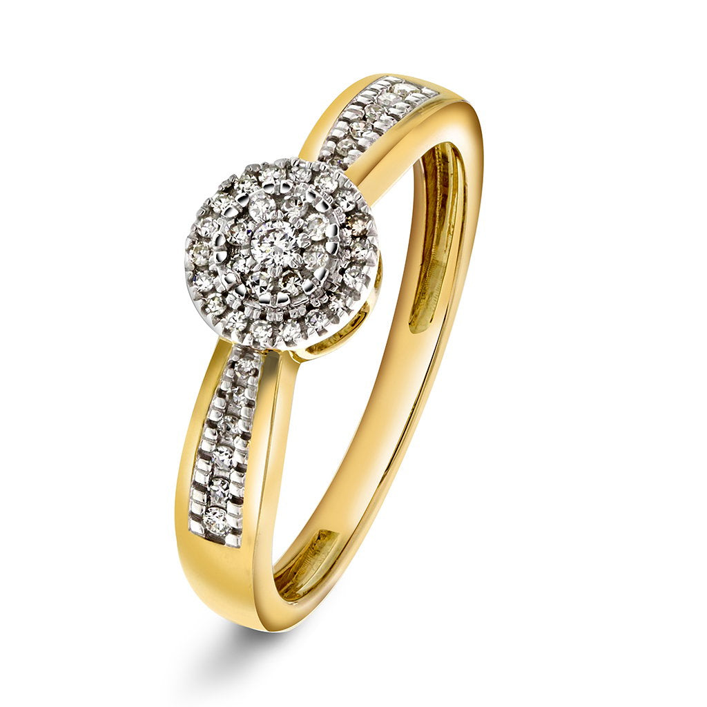Ring i gult gull med diamant 0,15 ct, bredde 6,9 mm, bilde 1 av 5