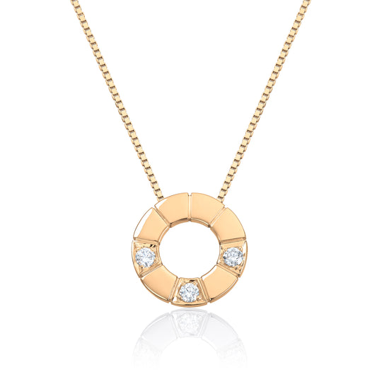 Allianse anheng i 585 gult gull med 3 diamanter 0,21 ct, 14,2 mm