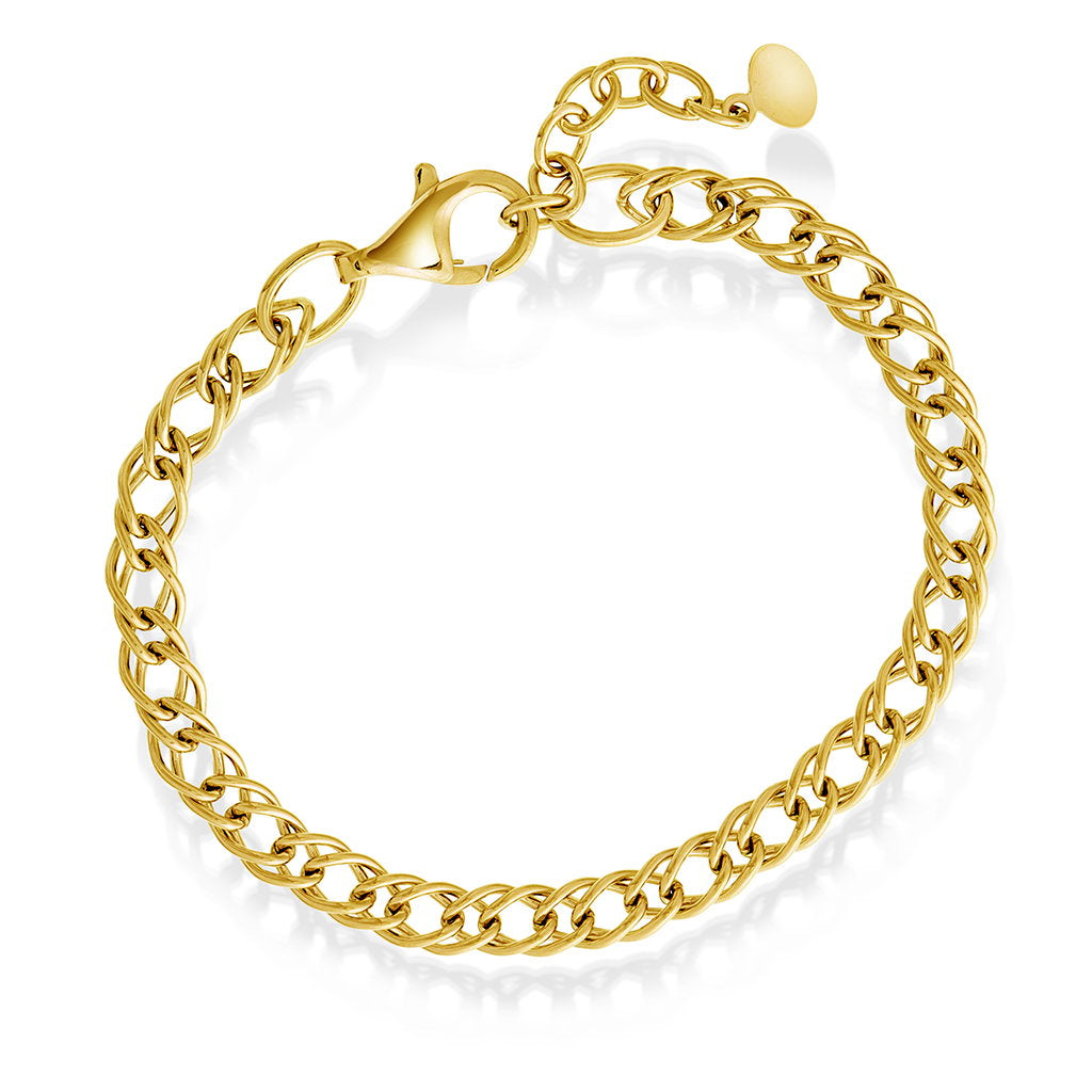 Tvilling panser armbånd i forgylt sølv 5,5 mm, hul