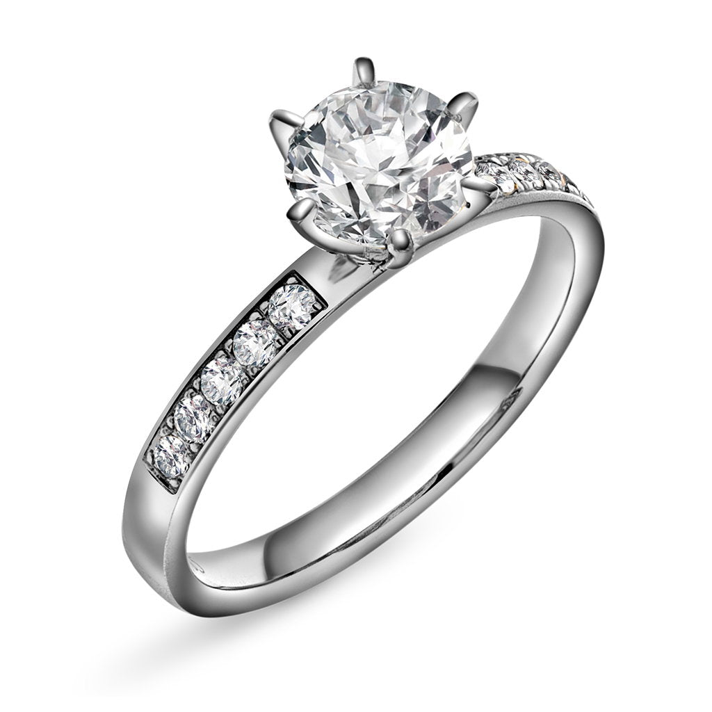 Gems ring i hvitt gull med laboratoriedyrket diamant 7,5 mm, bilde 5 av 5