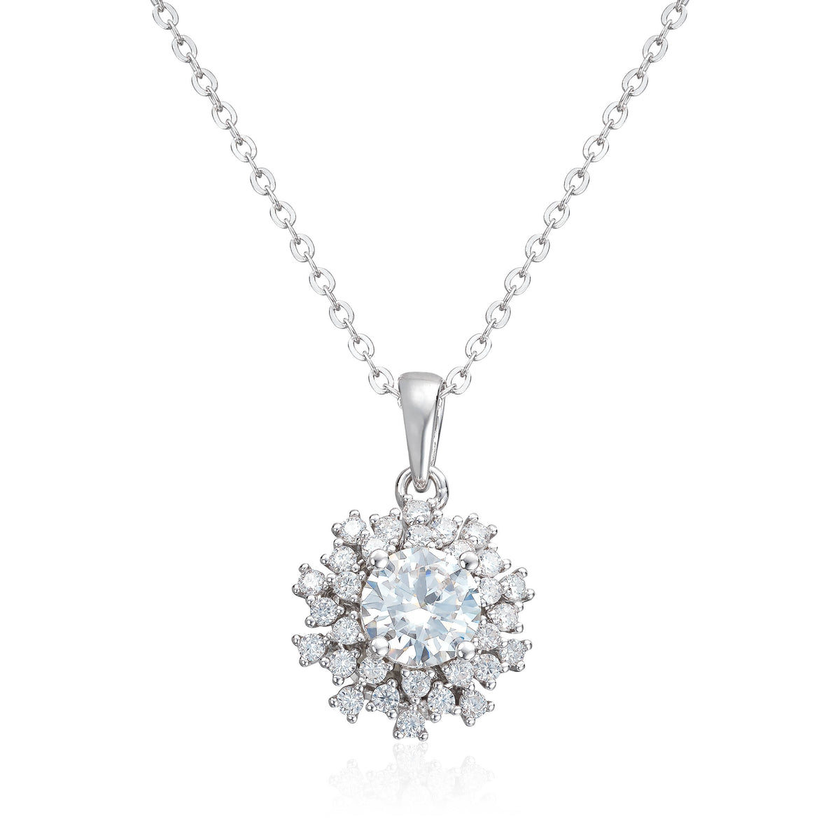 Anheng i 925 sølv med moissanite, rosett 11 mm